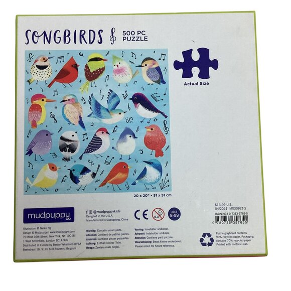 Mudpuppy Songbirds 500 Piece Puzzle Fun & Colorful Bird Illustration - Picture 2 of 5